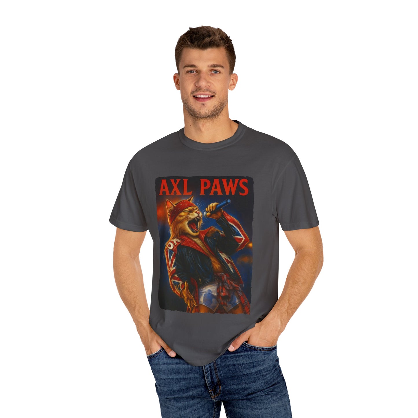 Axl Paws Tee – Cat Frontman Concert Graphic