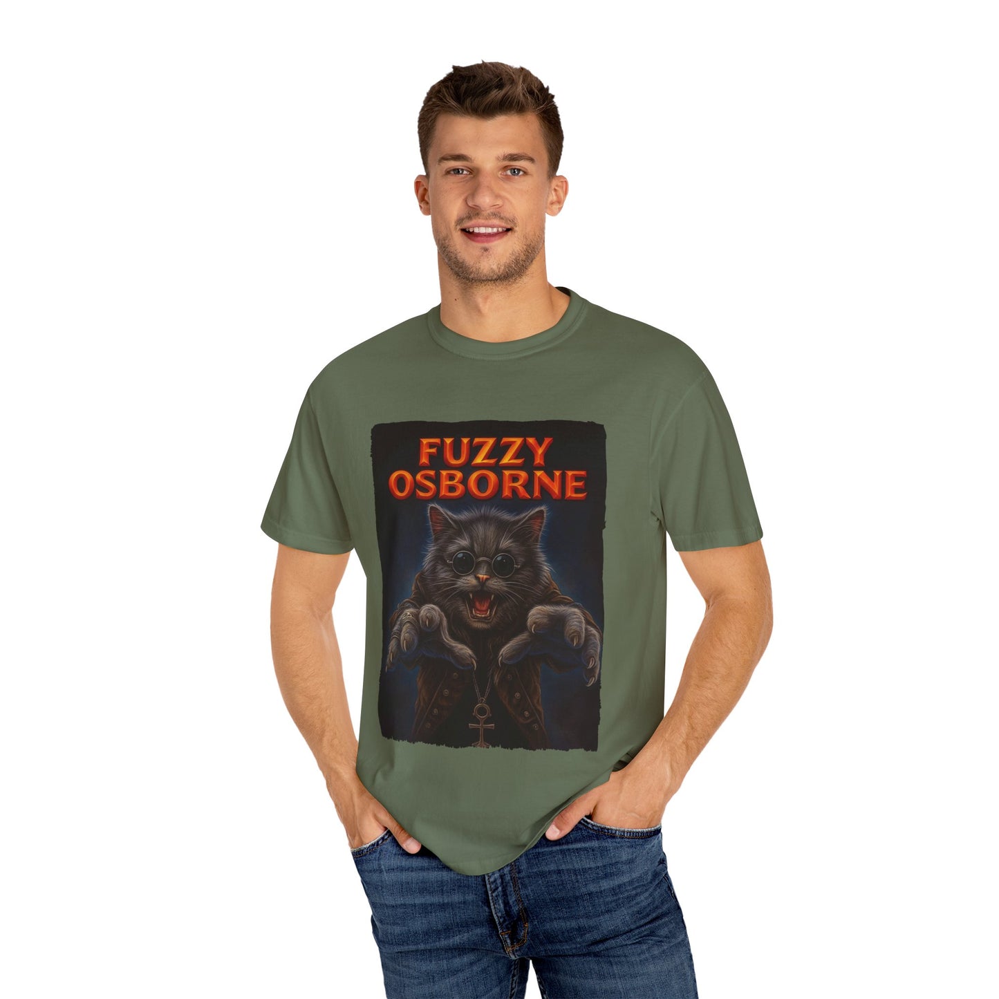 Fuzzy Osborne Tee – Funny Metal Cat Graphic