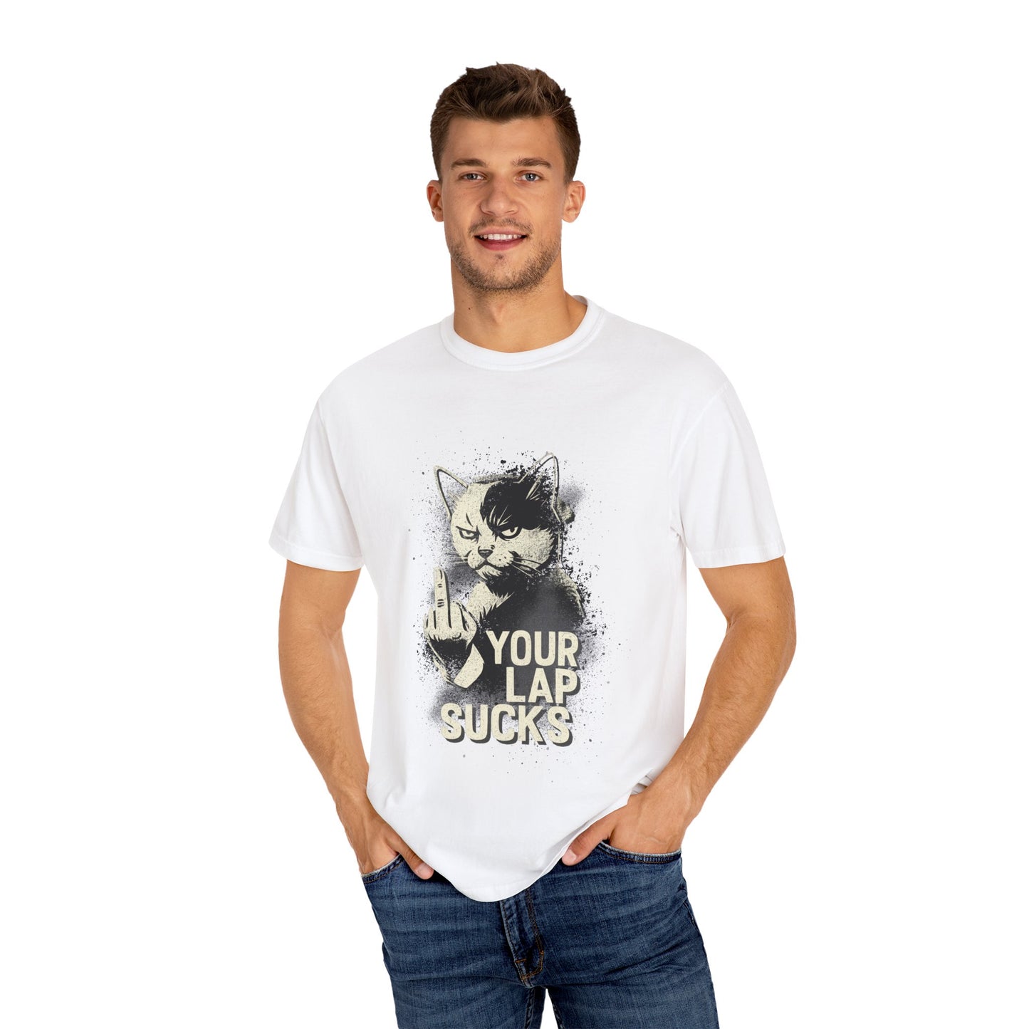 Grumpy Cat Middle Finger Tee – “Your Lap Sucks” Funny Unisex T-Shirt