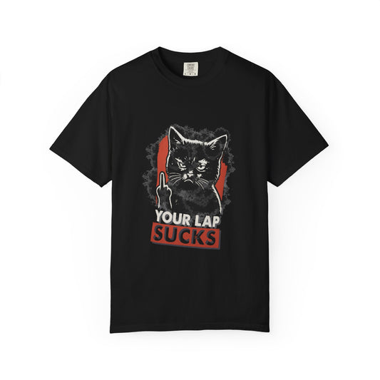 Grumpy Cat Middle Finger Tee – “Your Lap Sucks” Funny Unisex T-Shirt
