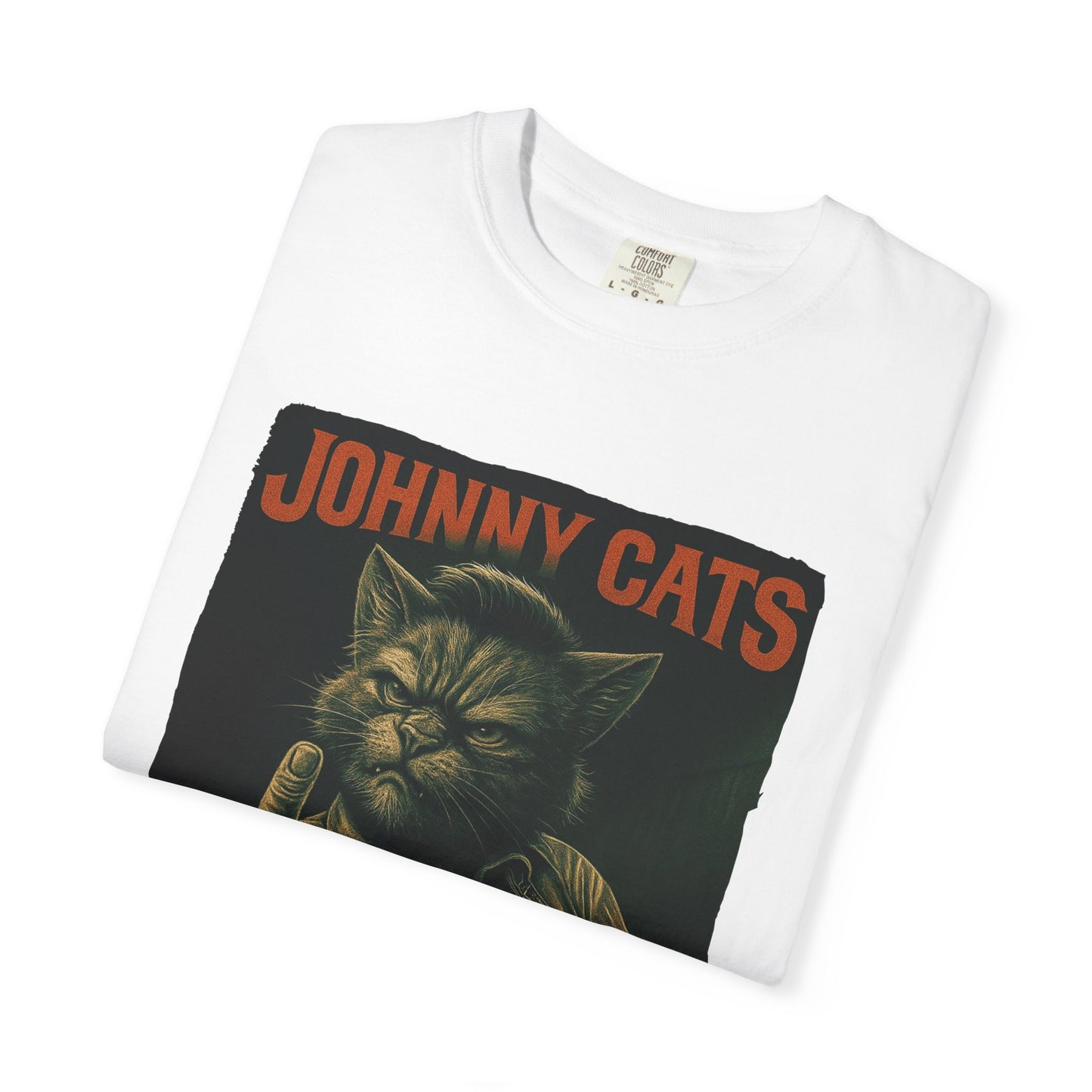 Johnny Cats Tee – Gritty Guitar Cat Graphic