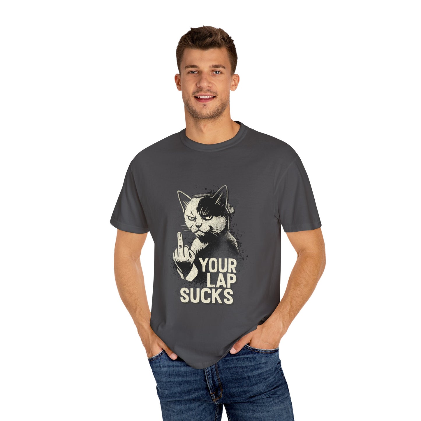 Grumpy Cat Middle Finger Tee – “Your Lap Sucks” Funny Unisex T-Shirt