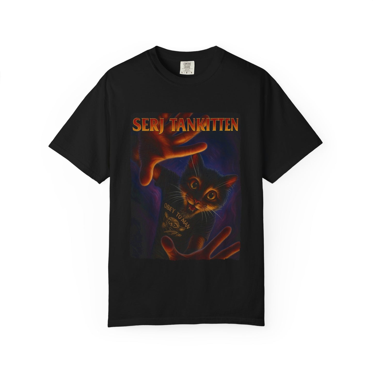 Serj Tankitten Tee – Dramatic Metal Cat Graphic