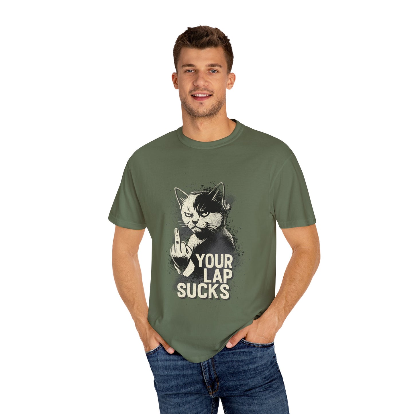 Grumpy Cat Middle Finger Tee – “Your Lap Sucks” Funny Unisex T-Shirt
