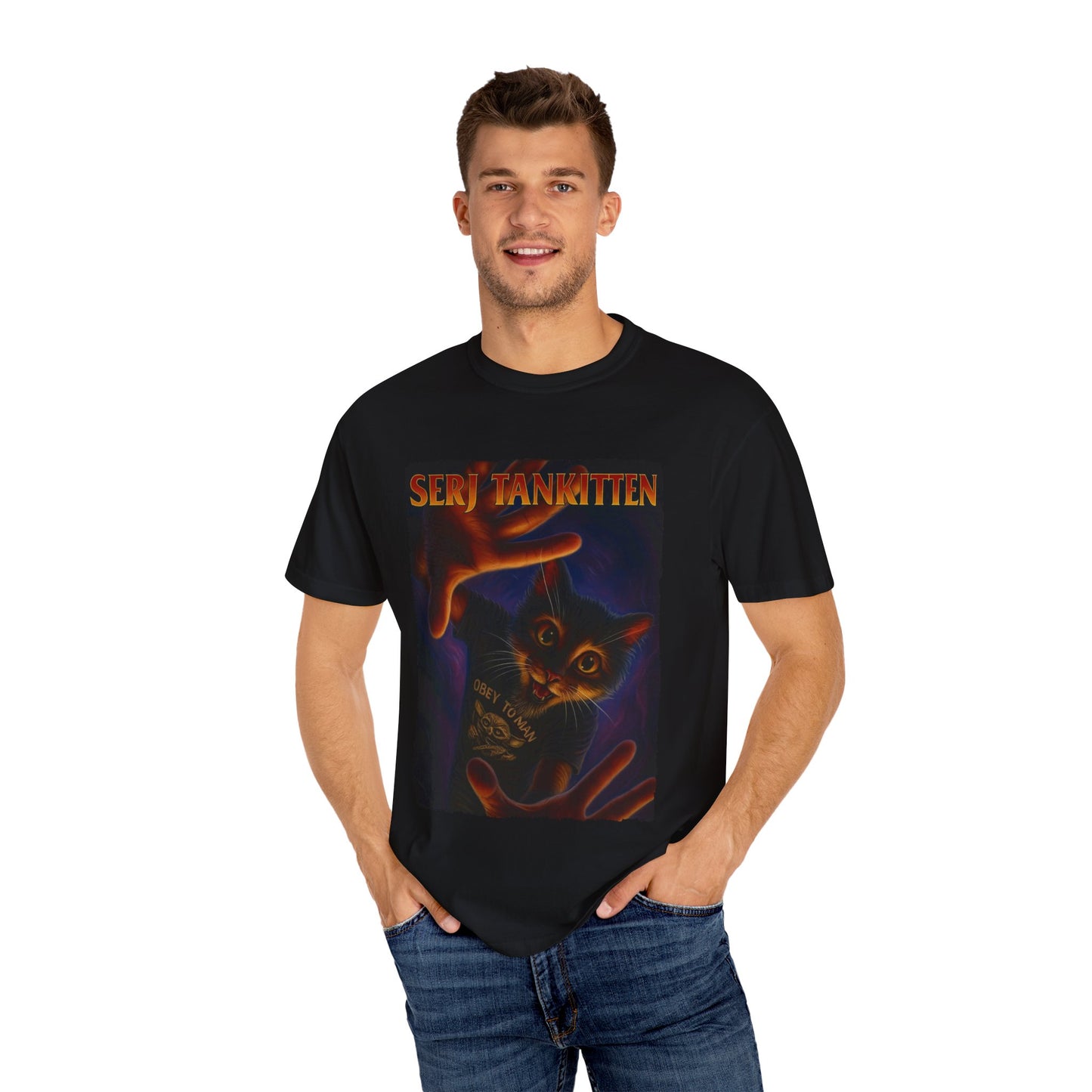 Serj Tankitten Tee – Dramatic Metal Cat Graphic