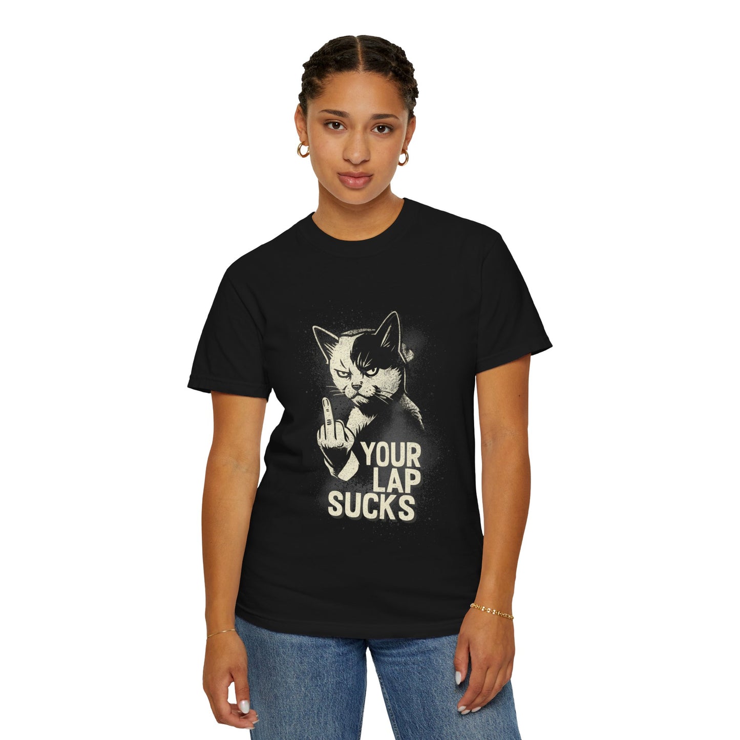 Grumpy Cat Middle Finger Tee – “Your Lap Sucks” Funny Unisex T-Shirt