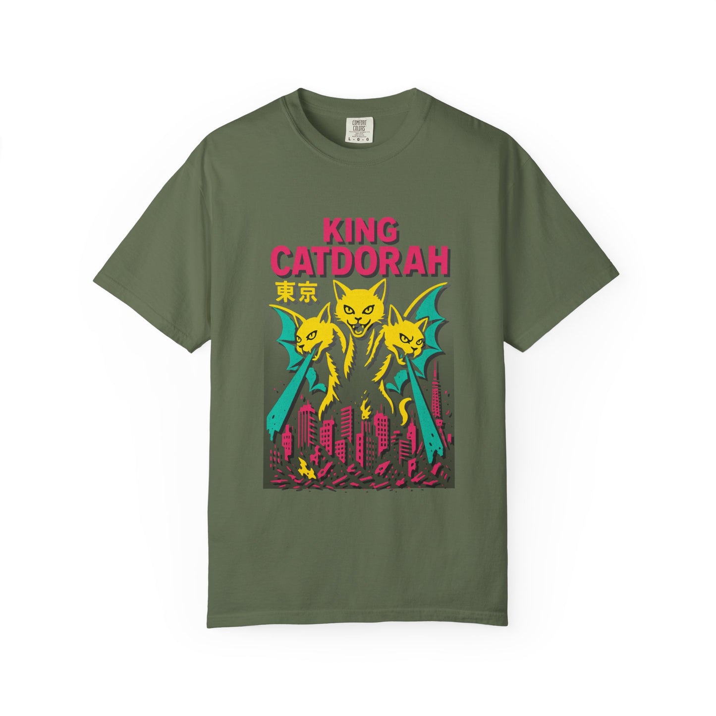 King Catdorah Tee – Three-Headed Kaiju Cat | Comfort Colors®