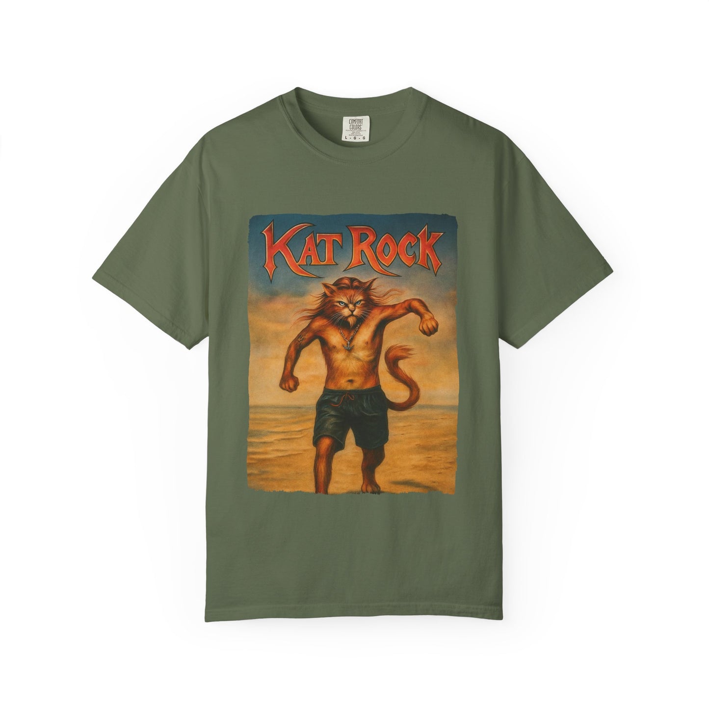 Kat Rock Tee – Strutting Beach Cat Graphic