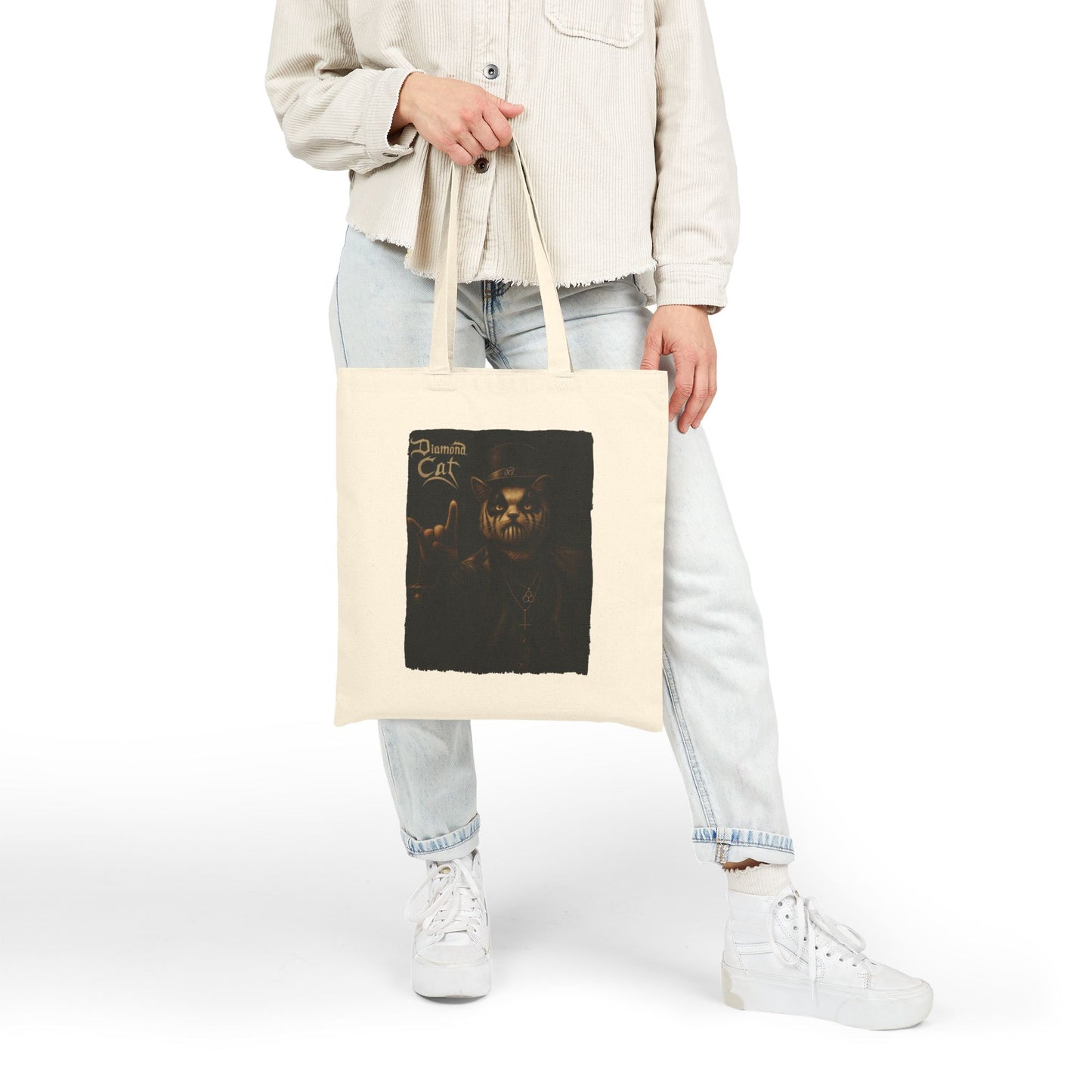 Diamond Cat Tote – Funny Metal Canvas Bag