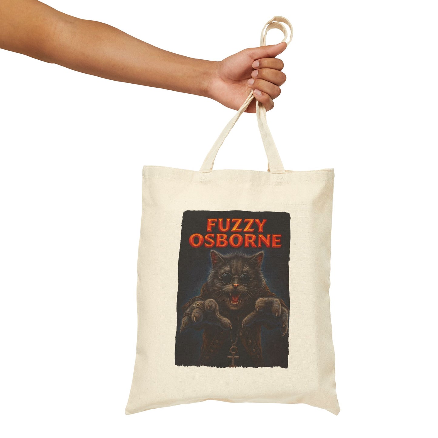 Fuzzy Osborne Cat Tote – Funny Metal Canvas Bag