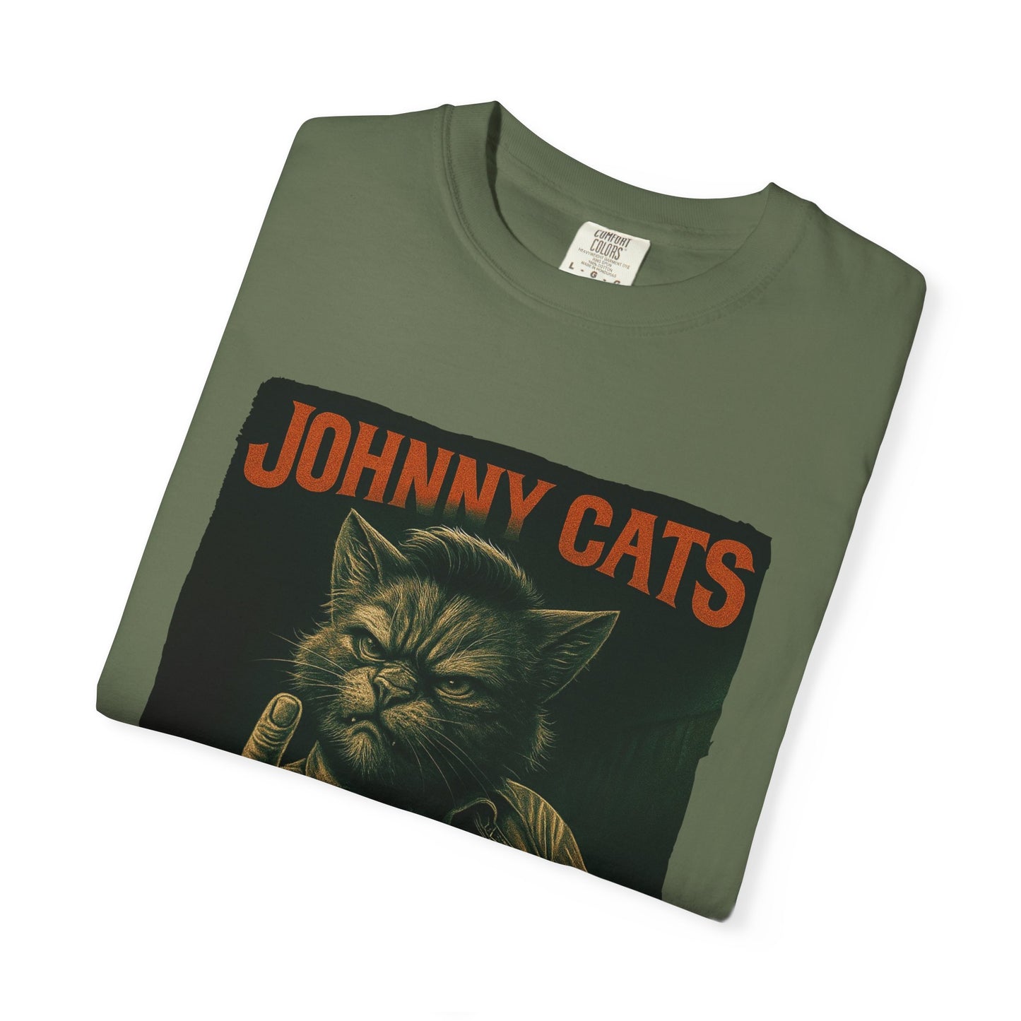 Johnny Cats Tee – Gritty Guitar Cat Graphic