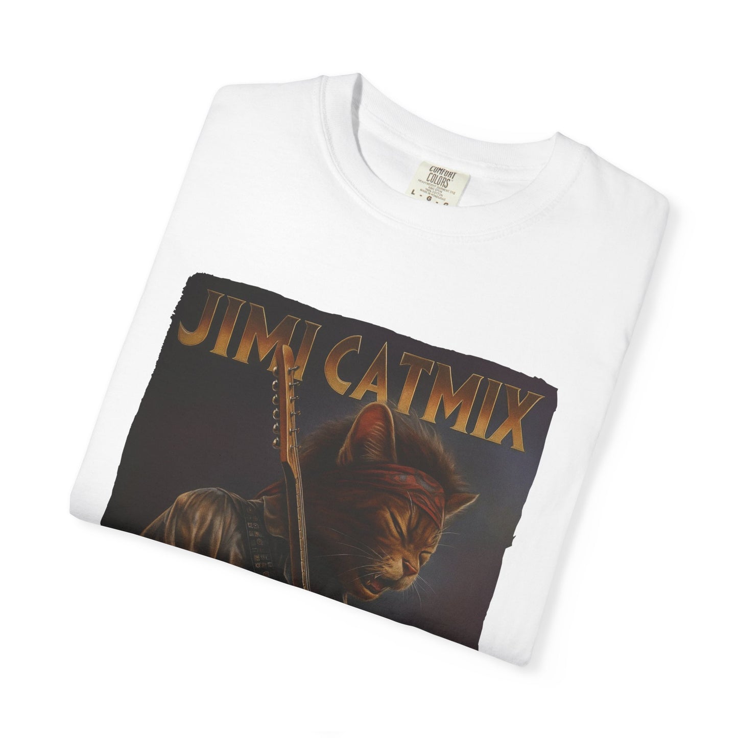 Jimi Catmix Tee – Psychedelic Guitar Cat Graphic