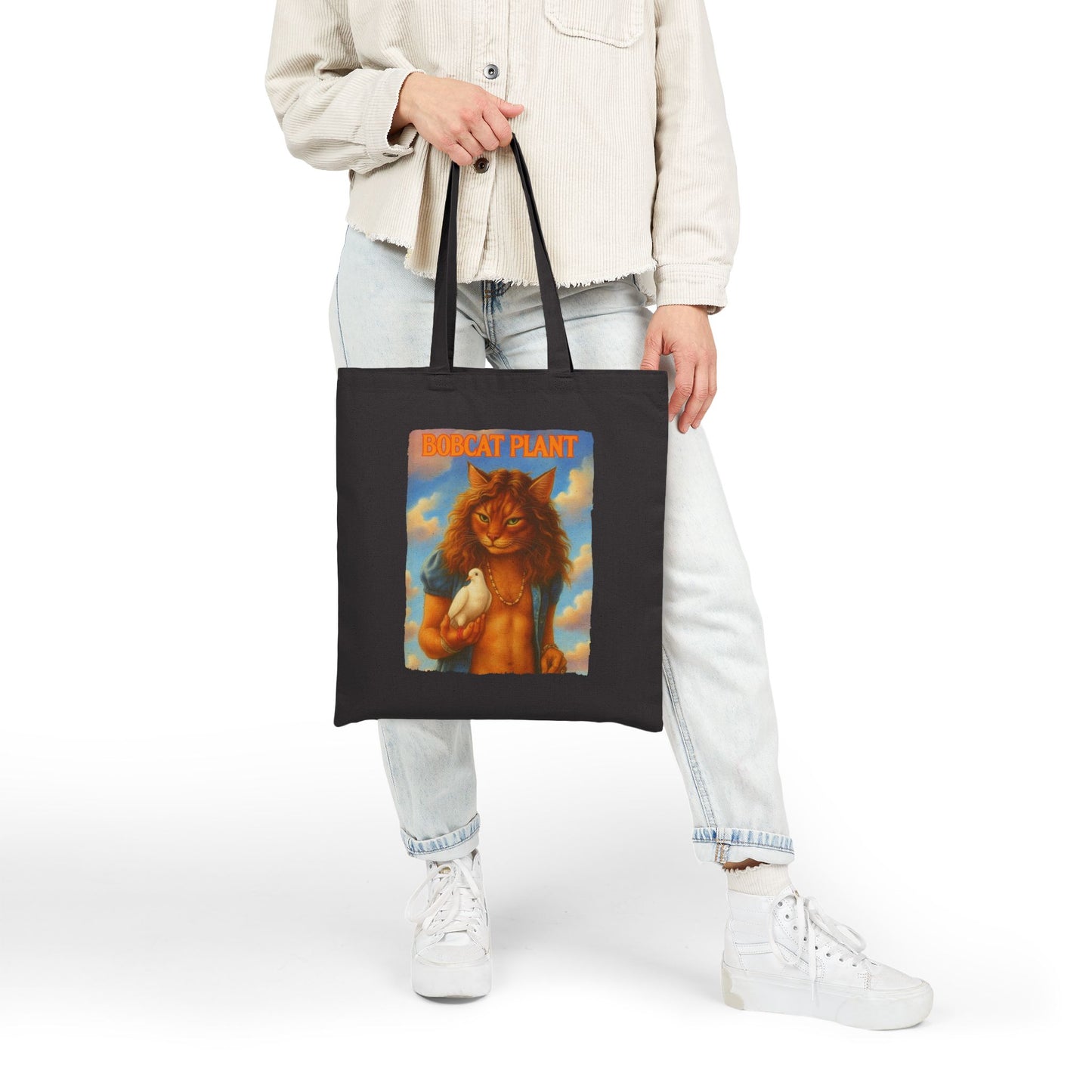 Bobcat Plant Cat Tote – Funny Rock Canvas Bag