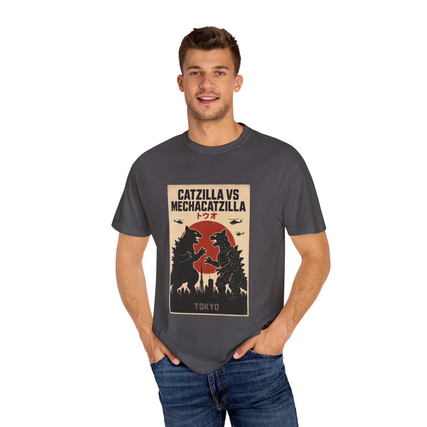 Catzilla vs MechaCatzilla Retro Graphic Tee – Comfort Colors® Unisex