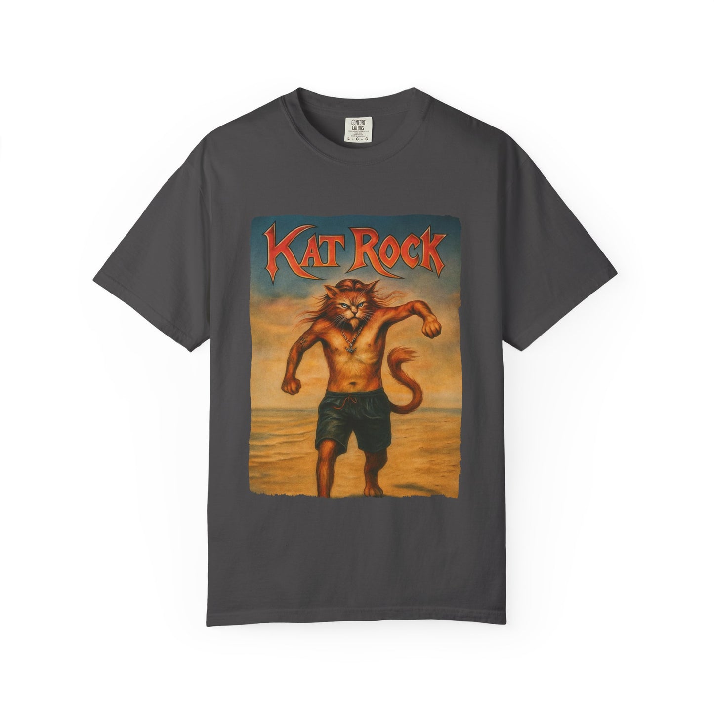 Kat Rock Tee – Strutting Beach Cat Graphic