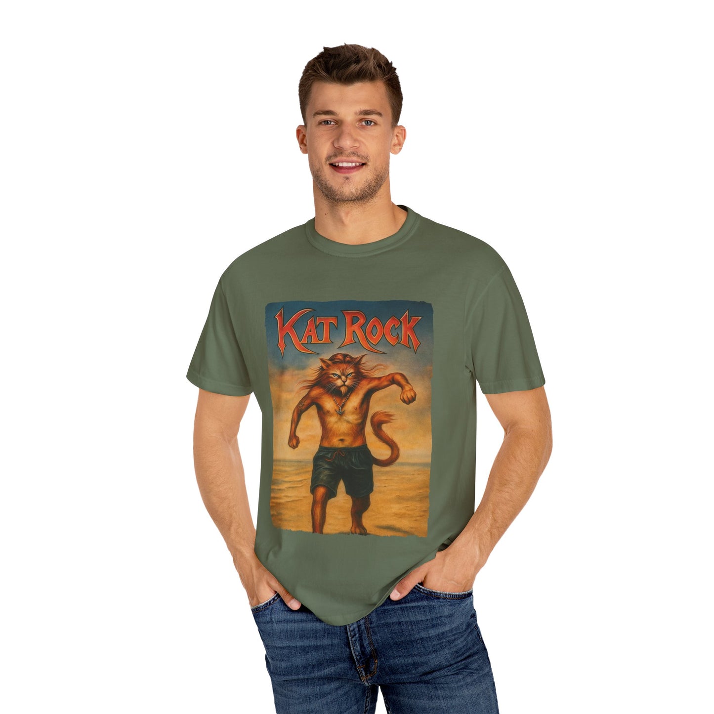 Kat Rock Tee – Strutting Beach Cat Graphic
