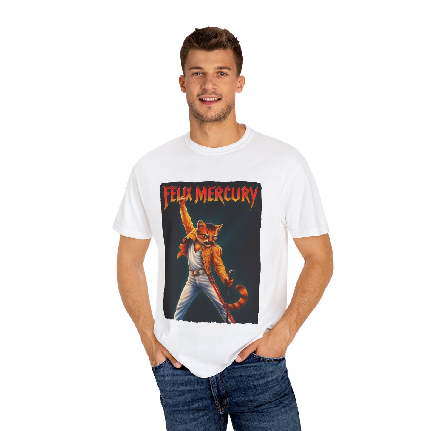 Felix Mercury Cat Rock T-Shirt – Cat Frontman Concert Graphic